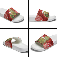 New Zealand Kakapo Christmas In July Slide Sandals Silver Fern Santa Xmas Red Color