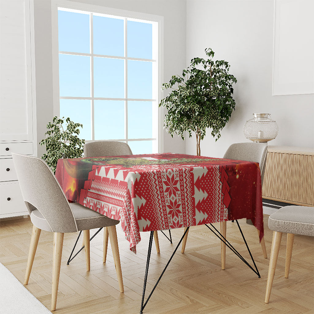 New Zealand Kakapo Christmas In July Tablecloth Silver Fern Santa Xmas Red Color