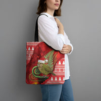 New Zealand Kakapo Christmas In July Tote Bag Silver Fern Santa Xmas Red Color
