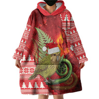 New Zealand Kakapo Christmas In July Wearable Blanket Hoodie Silver Fern Santa Xmas Red Color