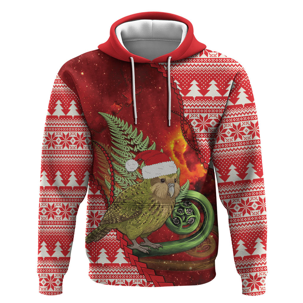 New Zealand Kakapo Christmas In July Zip Hoodie Silver Fern Santa Xmas Red Color