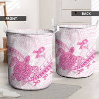 Breast Cancer Awareness Laundry Basket Pink Ribbon Turtle Polynesian Pattern White LT22 - Polynesian Pride
