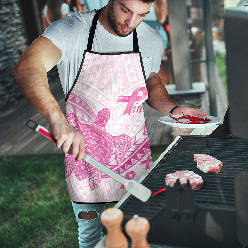 Breast Cancer Awareness Apron Pink Ribbon Turtle Polynesian Pattern White