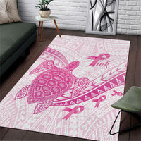 Breast Cancer Awareness Area Rug Pink Ribbon Turtle Polynesian Pattern White LT22 Pink - Polynesian Pride