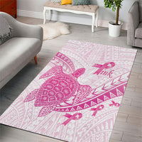 Breast Cancer Awareness Area Rug Pink Ribbon Turtle Polynesian Pattern White LT22 - Polynesian Pride