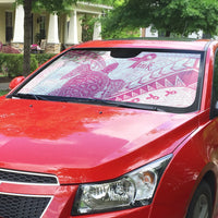 Breast Cancer Awareness Auto Sun Shade Pink Ribbon Turtle Polynesian Pattern White LT22 - Polynesian Pride