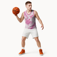 Breast Cancer Awareness Personalised Basketball Jersey Pink Ribbon Turtle Polynesian Pattern White LT22 - Polynesian Pride