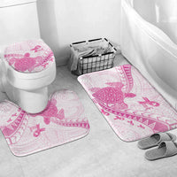Breast Cancer Awareness Bathroom Set Pink Ribbon Turtle Polynesian Pattern White LT22 Mat Set Only (3 pcs) One Size Pink - Polynesian Pride