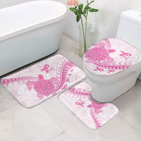 Breast Cancer Awareness Bathroom Set Pink Ribbon Turtle Polynesian Pattern White LT22 - Polynesian Pride