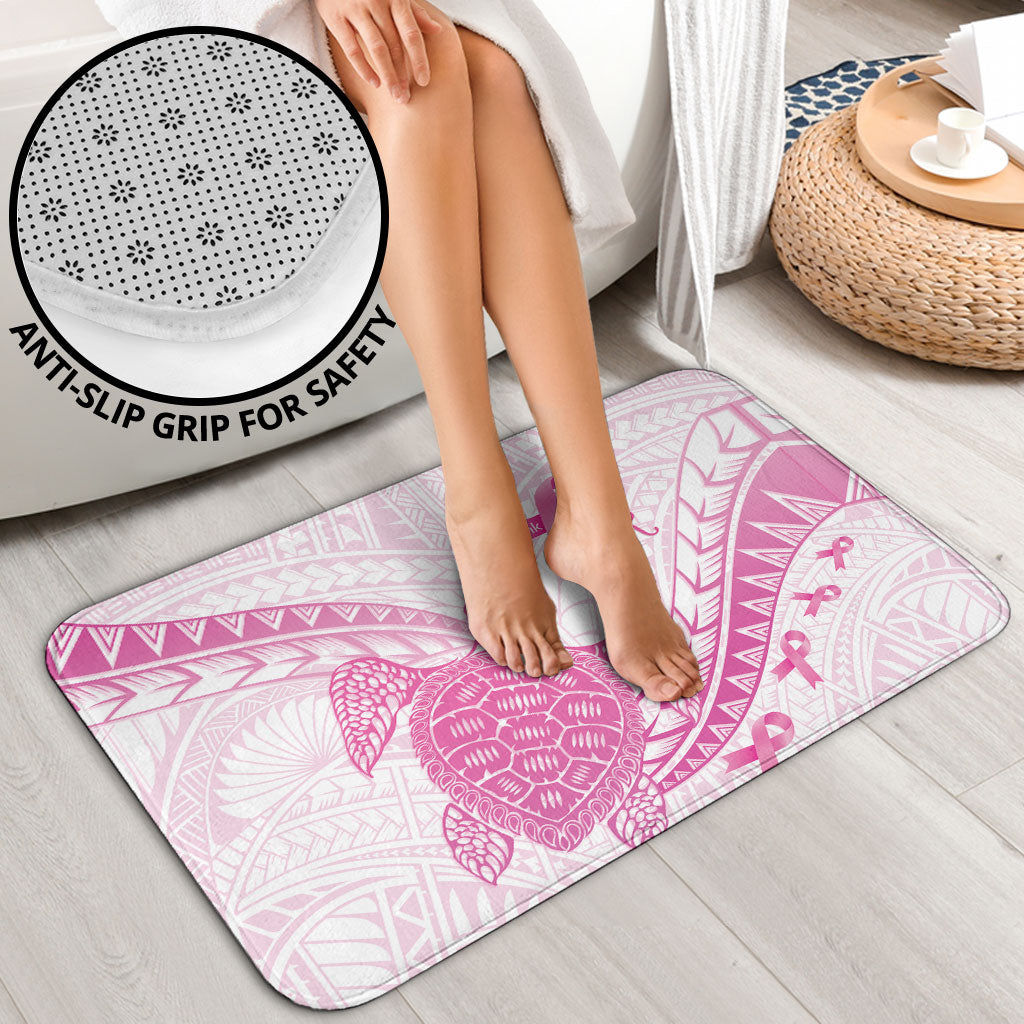 Breast Cancer Awareness Bathroom Set Pink Ribbon Turtle Polynesian Pattern White LT22 - Polynesian Pride