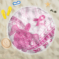 Breast Cancer Awareness Beach Blanket Pink Ribbon Turtle Polynesian Pattern White LT22 One Size 150cm Pink - Polynesian Pride