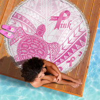 Breast Cancer Awareness Beach Blanket Pink Ribbon Turtle Polynesian Pattern White LT22 - Polynesian Pride