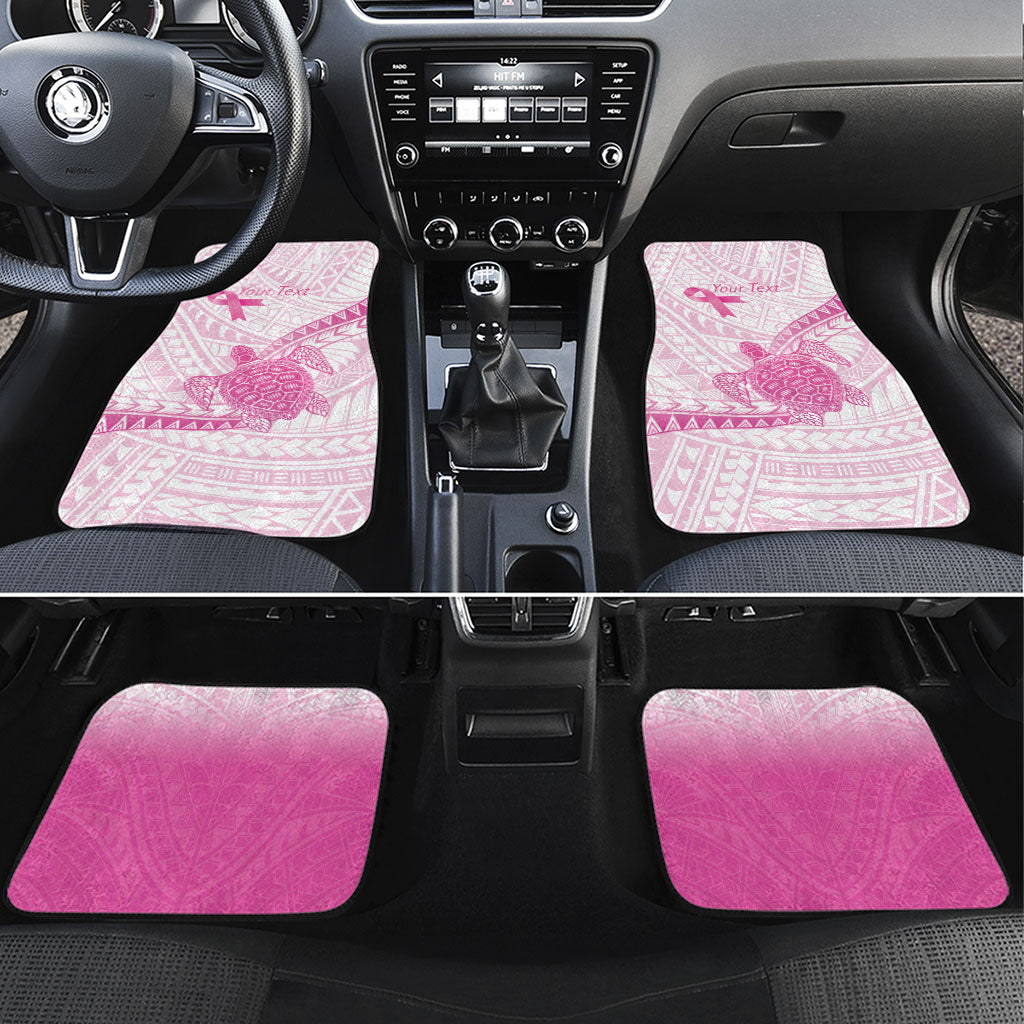 Breast Cancer Awareness Personalised Car Mats Pink Ribbon Turtle Polynesian Pattern White LT22 Set 4pcs Pink - Polynesian Pride