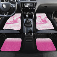 Breast Cancer Awareness Personalised Car Mats Pink Ribbon Turtle Polynesian Pattern White LT22 Set 4pcs Pink - Polynesian Pride