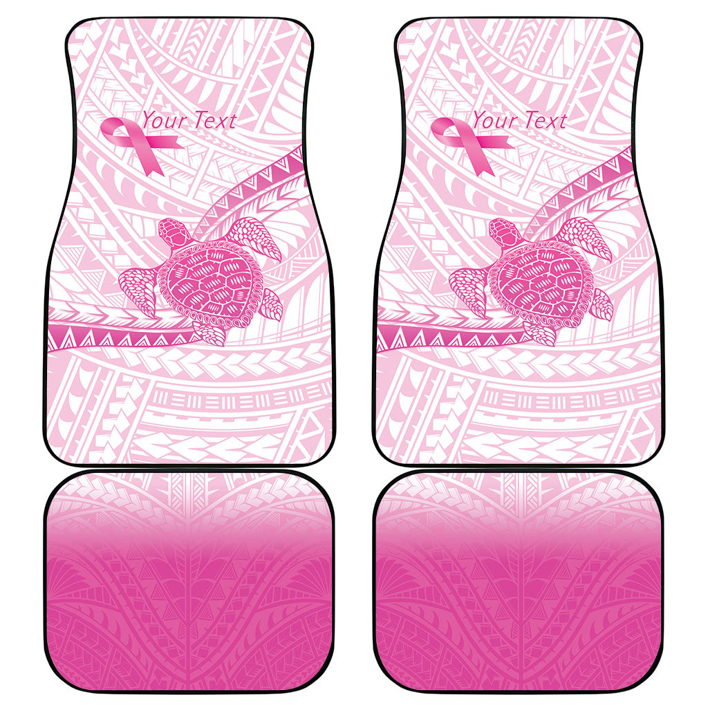 Breast Cancer Awareness Personalised Car Mats Pink Ribbon Turtle Polynesian Pattern White LT22 - Polynesian Pride