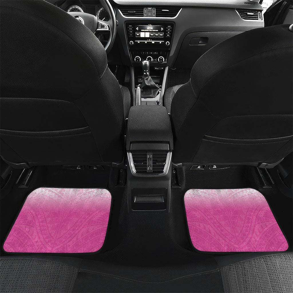 Breast Cancer Awareness Personalised Car Mats Pink Ribbon Turtle Polynesian Pattern White LT22 Set 2pcs - Back Pink - Polynesian Pride