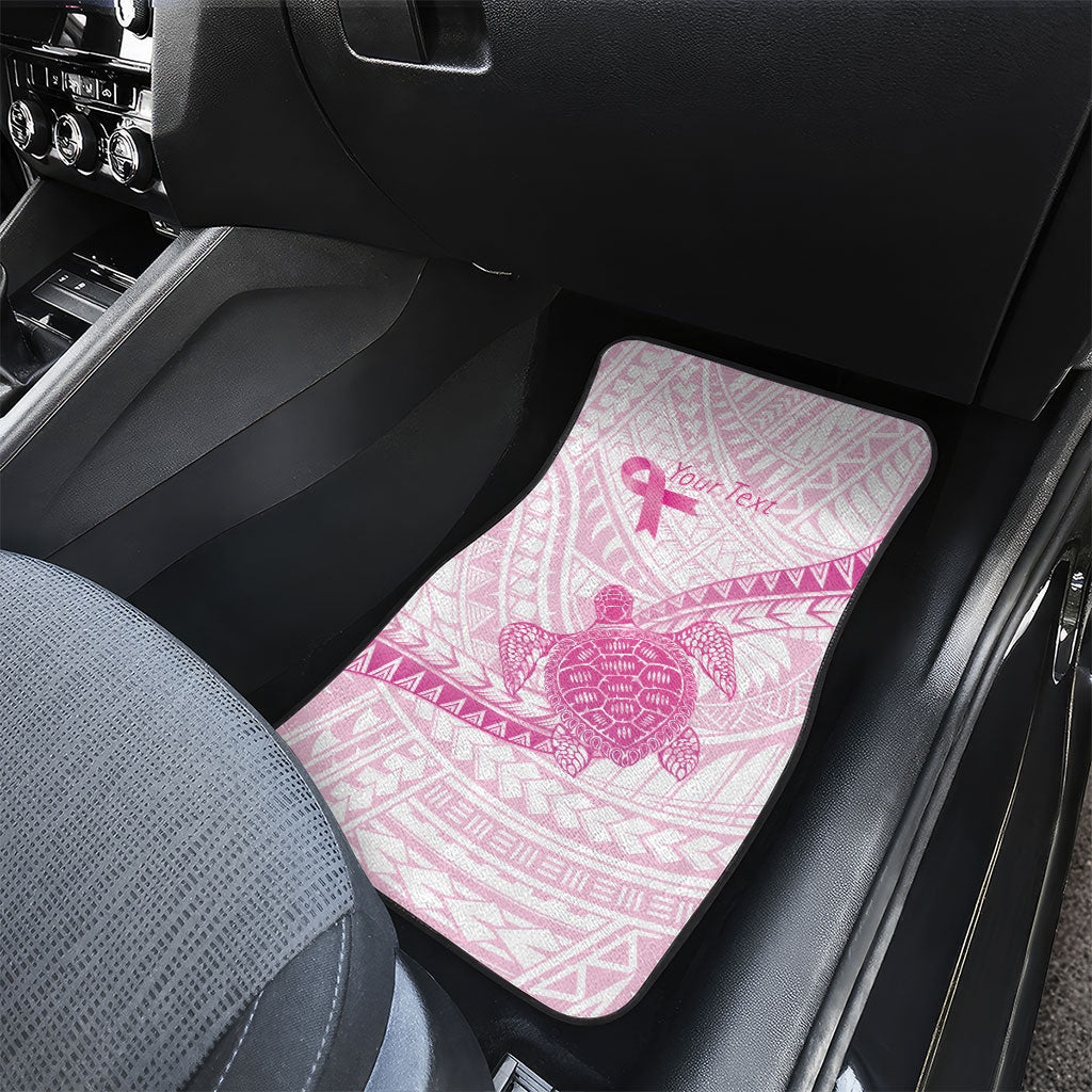 Breast Cancer Awareness Personalised Car Mats Pink Ribbon Turtle Polynesian Pattern White LT22 - Polynesian Pride