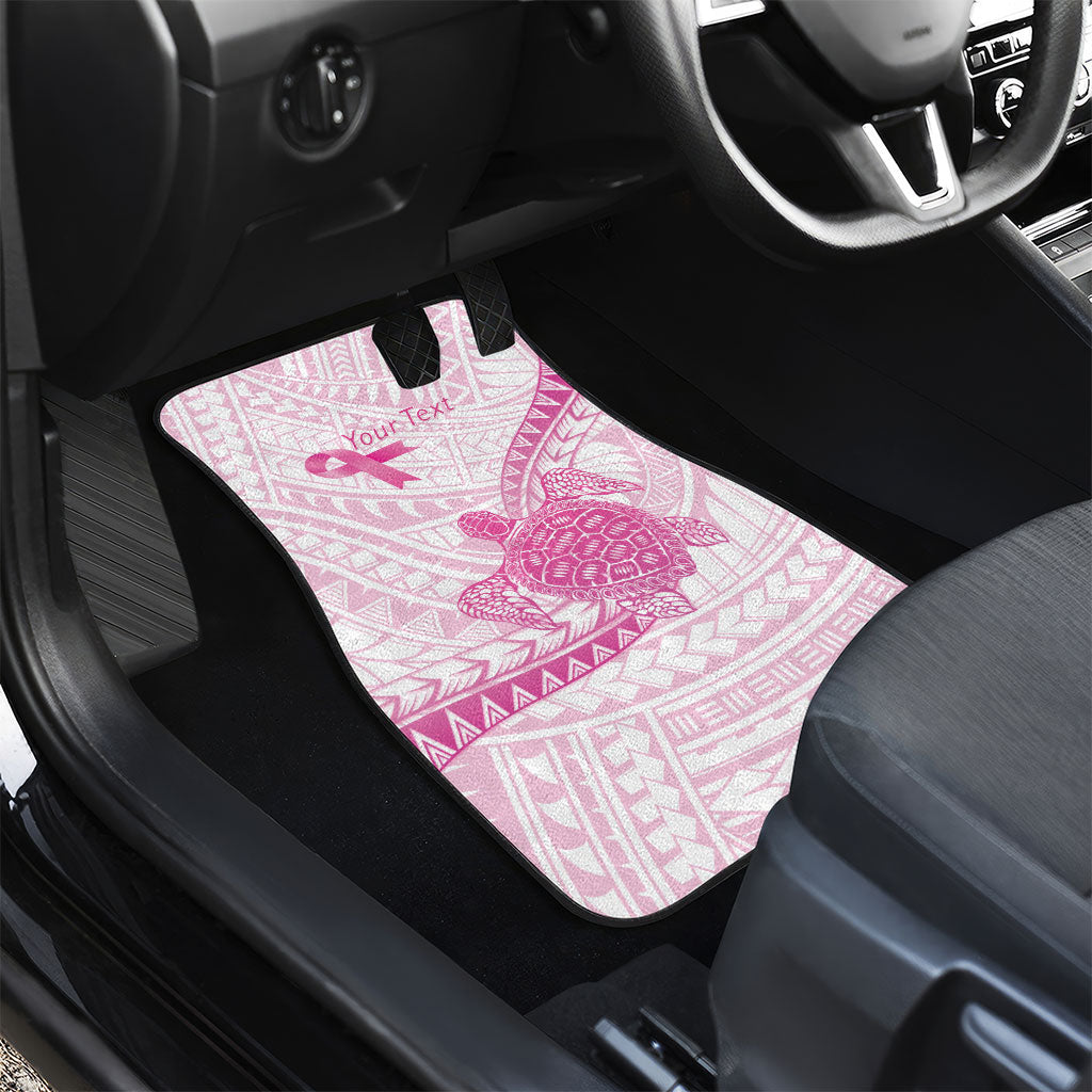 Breast Cancer Awareness Personalised Car Mats Pink Ribbon Turtle Polynesian Pattern White LT22 - Polynesian Pride