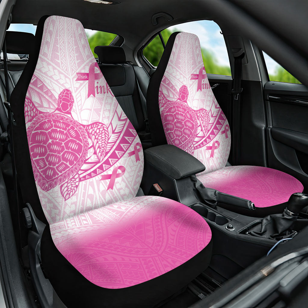 Breast Cancer Awareness Car Seat Cover Pink Ribbon Turtle Polynesian Pattern White LT22 One Size Pink - Polynesian Pride