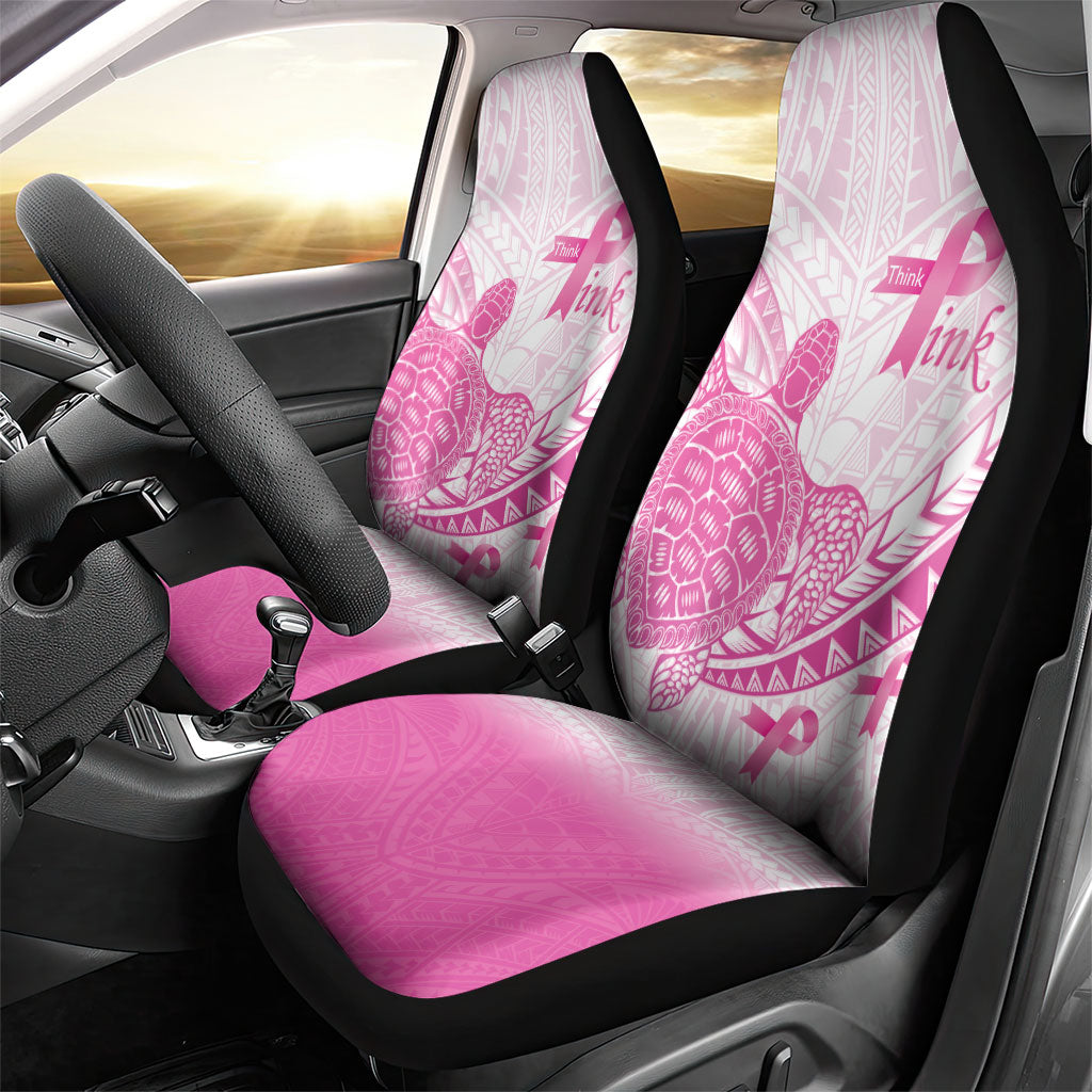 Breast Cancer Awareness Car Seat Cover Pink Ribbon Turtle Polynesian Pattern White LT22 - Polynesian Pride