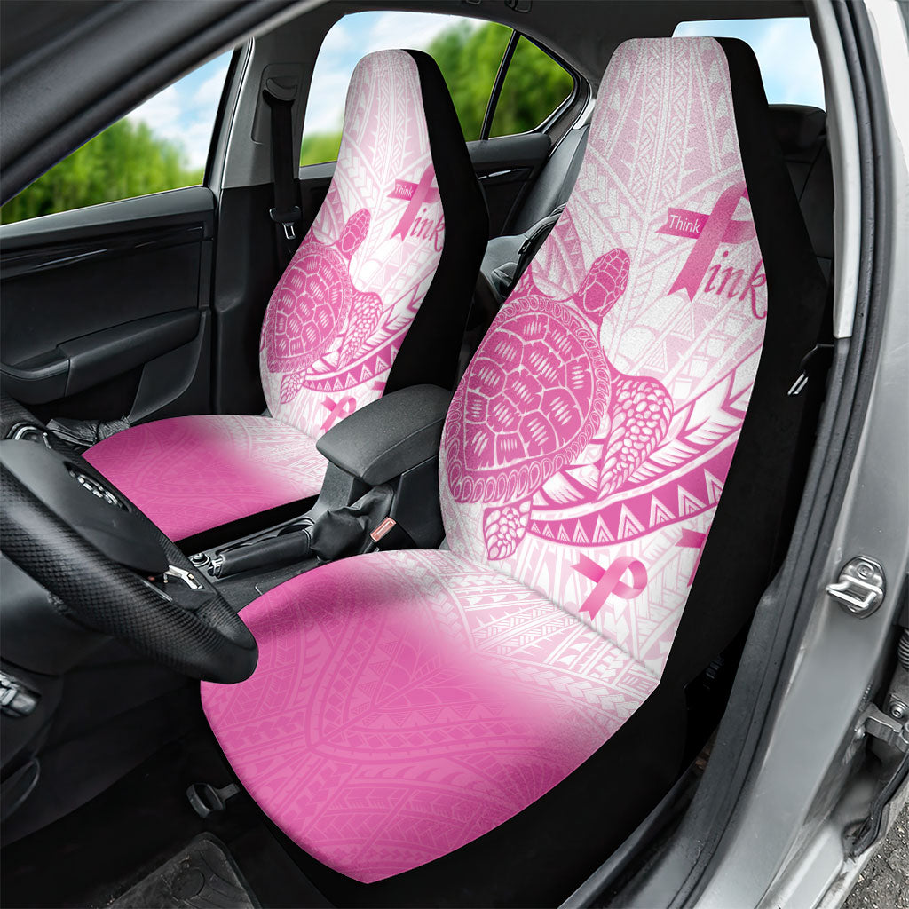 Breast Cancer Awareness Car Seat Cover Pink Ribbon Turtle Polynesian Pattern White LT22 - Polynesian Pride