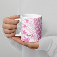 Breast Cancer Awareness Personalised Ceramic Mug Pink Ribbon Turtle Polynesian Pattern White LT22 - Polynesian Pride