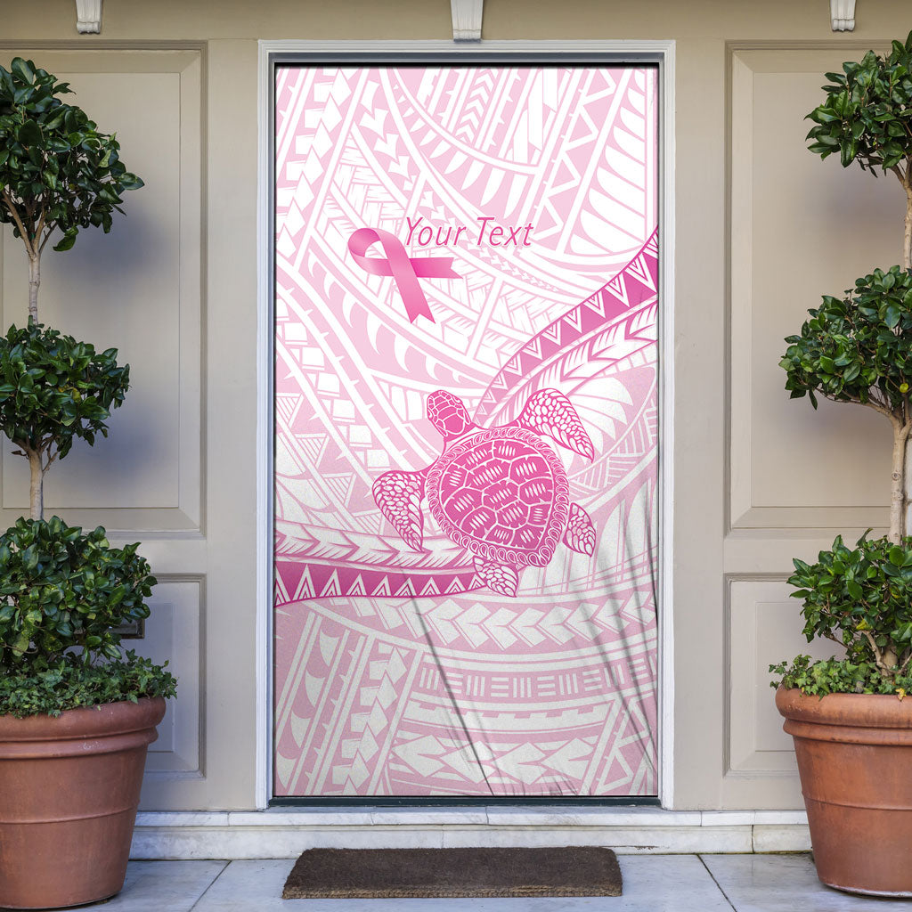 Breast Cancer Awareness Personalised Door Cover Pink Ribbon Turtle Polynesian Pattern White LT22 Pink - Polynesian Pride