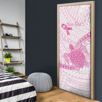 Breast Cancer Awareness Personalised Door Cover Pink Ribbon Turtle Polynesian Pattern White LT22 - Polynesian Pride