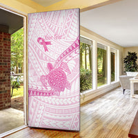 Breast Cancer Awareness Personalised Door Cover Pink Ribbon Turtle Polynesian Pattern White LT22 - Polynesian Pride