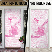 Breast Cancer Awareness Personalised Door Cover Pink Ribbon Turtle Polynesian Pattern White LT22 - Polynesian Pride