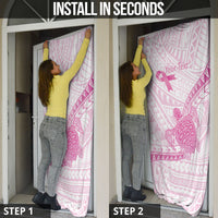 Breast Cancer Awareness Personalised Door Cover Pink Ribbon Turtle Polynesian Pattern White LT22 - Polynesian Pride