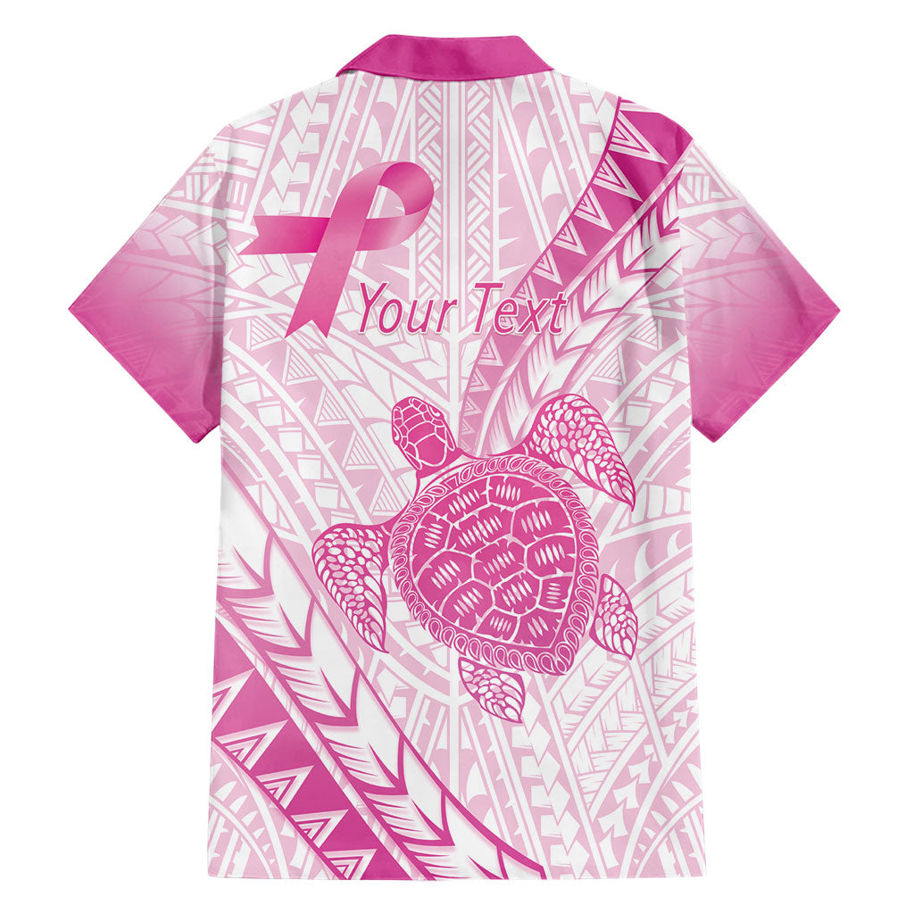 Breast Cancer Awareness Personalised Family Matching Summer Maxi Dress and Hawaiian Shirt Pink Ribbon Turtle Polynesian Pattern White