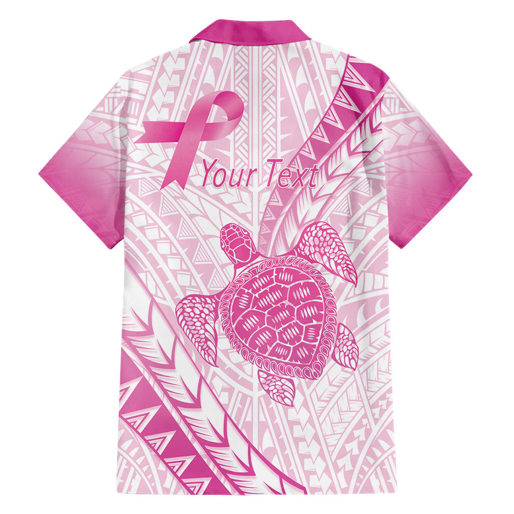 Breast Cancer Awareness Personalised Hawaiian Shirt Pink Ribbon Turtle Polynesian Pattern White LT22 - Polynesian Pride
