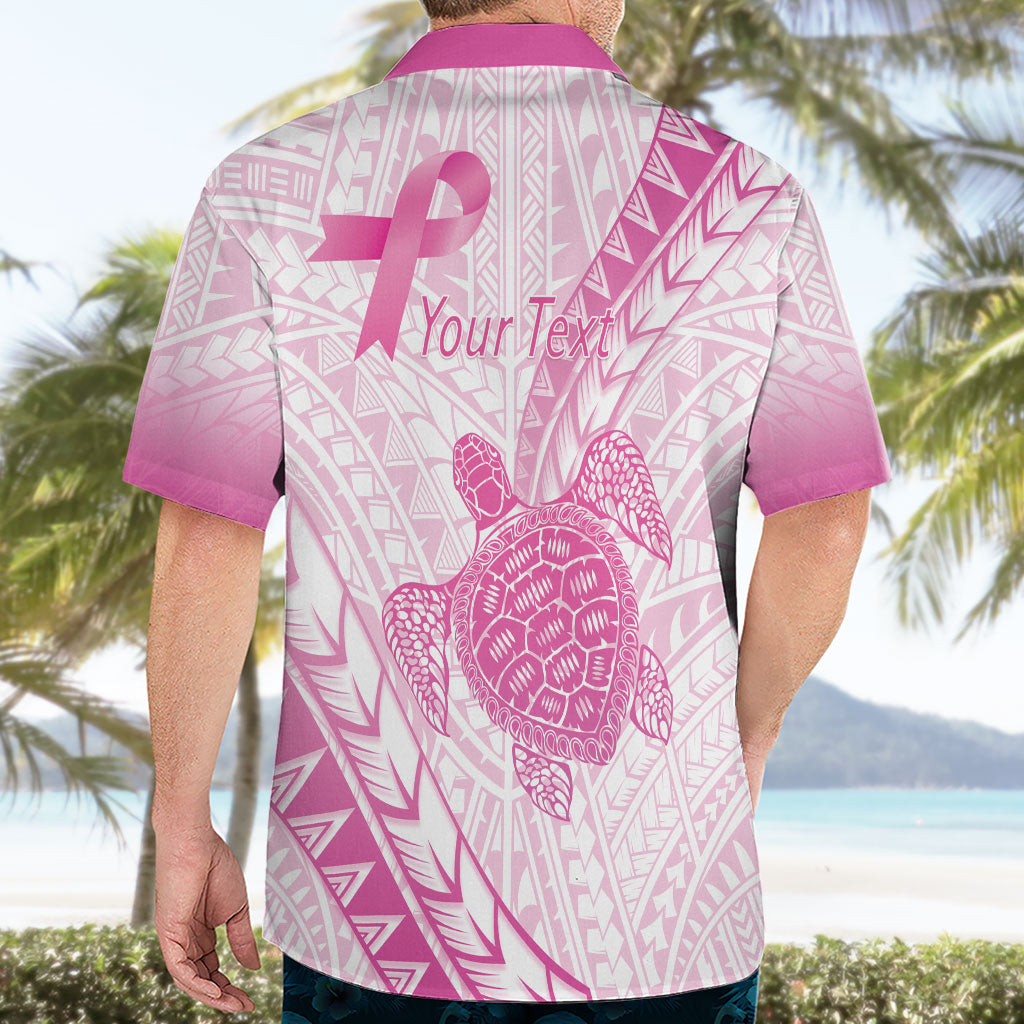 Breast Cancer Awareness Personalised Hawaiian Shirt Pink Ribbon Turtle Polynesian Pattern White LT22 - Polynesian Pride