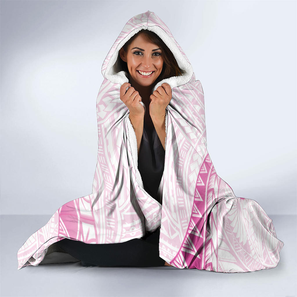 Breast Cancer Awareness Hooded Blanket Pink Ribbon Turtle Polynesian Pattern White LT22 - Polynesian Pride