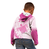 Breast Cancer Awareness Personalised Kid Hoodie Pink Ribbon Turtle Polynesian Pattern White LT22 - Polynesian Pride