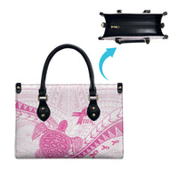 Breast Cancer Awareness Leather Bag Pink Ribbon Turtle Polynesian Pattern White LT22 - Polynesian Pride