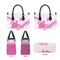 Breast Cancer Awareness Leather Bag Pink Ribbon Turtle Polynesian Pattern White LT22 - Polynesian Pride