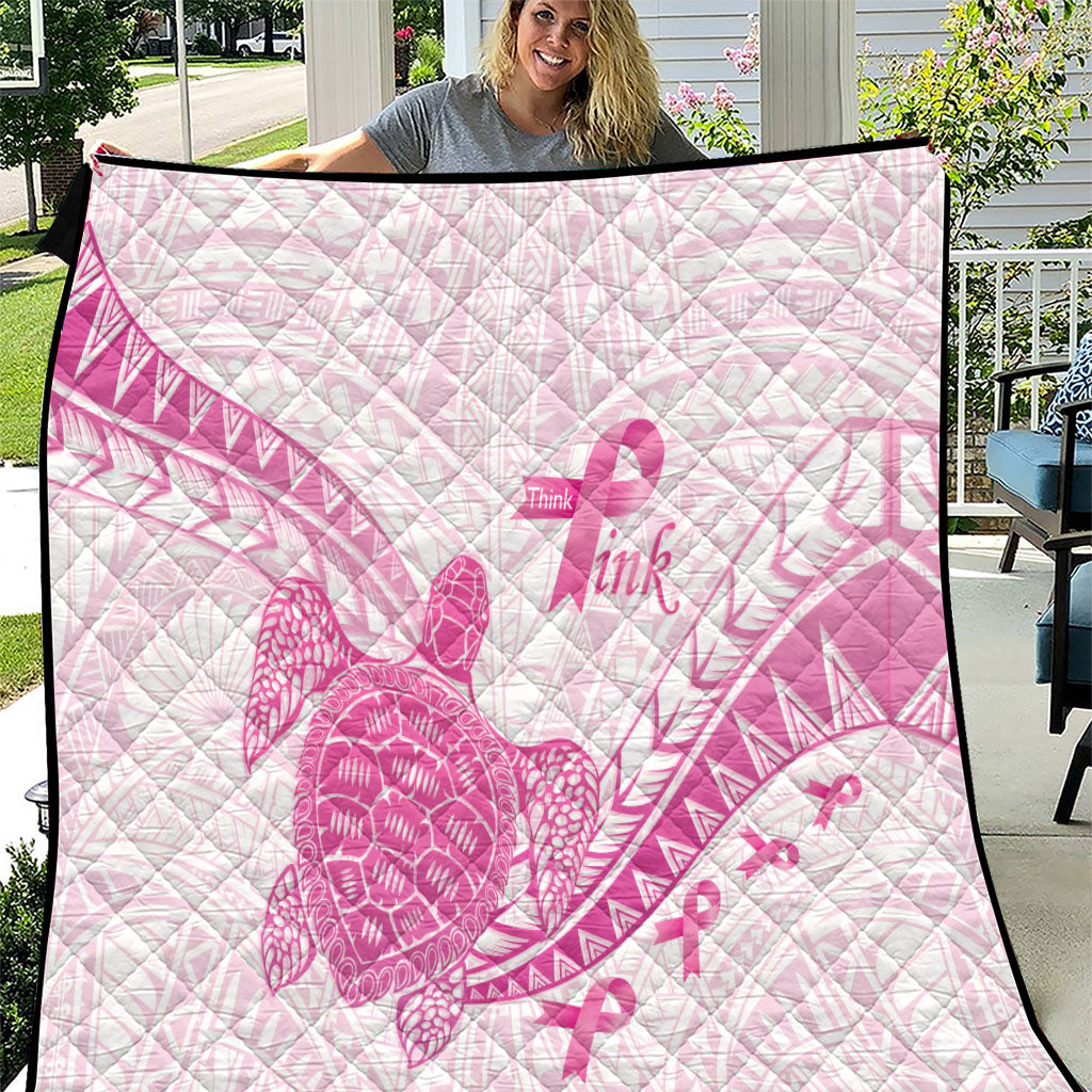 Breast Cancer Awareness Quilt Pink Ribbon Turtle Polynesian Pattern White LT22 Pink - Polynesian Pride