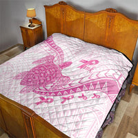Breast Cancer Awareness Quilt Pink Ribbon Turtle Polynesian Pattern White LT22 - Polynesian Pride