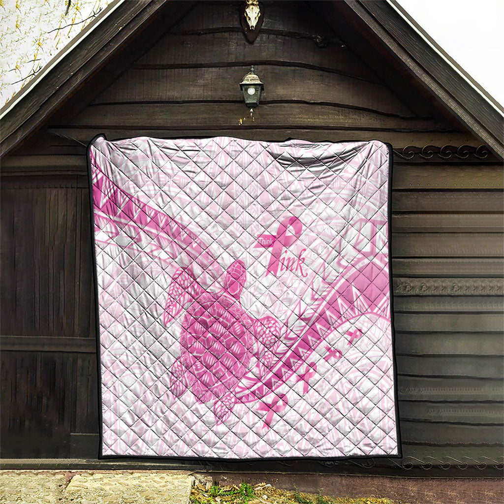 Breast Cancer Awareness Quilt Pink Ribbon Turtle Polynesian Pattern White LT22 - Polynesian Pride