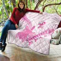 Breast Cancer Awareness Quilt Pink Ribbon Turtle Polynesian Pattern White LT22 - Polynesian Pride