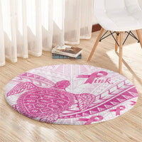 Breast Cancer Awareness Round Carpet Pink Ribbon Turtle Polynesian Pattern White LT22 - Polynesian Pride