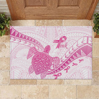 Breast Cancer Awareness Rubber Doormat Pink Ribbon Turtle Polynesian Pattern White LT22 Pink - Polynesian Pride