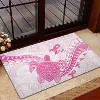 Breast Cancer Awareness Rubber Doormat Pink Ribbon Turtle Polynesian Pattern White LT22 - Polynesian Pride