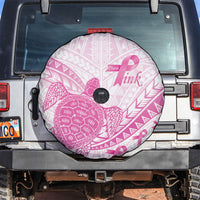 Breast Cancer Awareness Spare Tire Cover Pink Ribbon Turtle Polynesian Pattern White LT22 Pink - Polynesian Pride