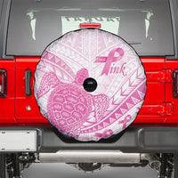 Breast Cancer Awareness Spare Tire Cover Pink Ribbon Turtle Polynesian Pattern White LT22 - Polynesian Pride