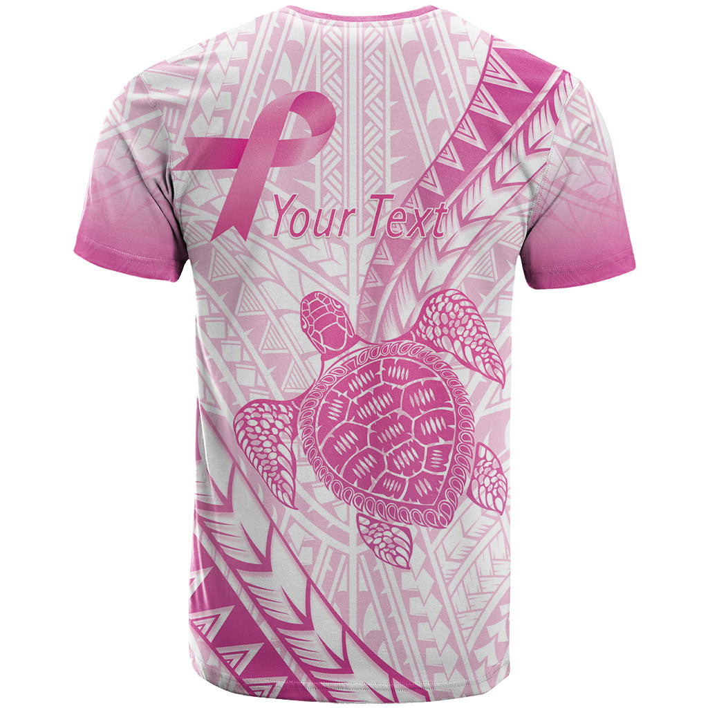 Breast Cancer Awareness Personalised T Shirt Pink Ribbon Turtle Polynesian Pattern White