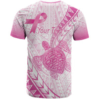 Breast Cancer Awareness Personalised T Shirt Pink Ribbon Turtle Polynesian Pattern White