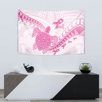 Breast Cancer Awareness Tapestry Pink Ribbon Turtle Polynesian Pattern White LT22 - Polynesian Pride